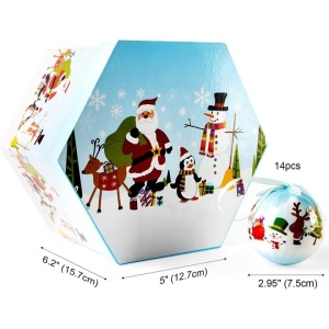 Set de 14 globuri de Craciun Abxmas, multicolor, plastic, 7,5 cm - Img 2