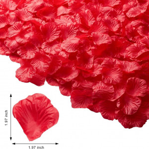 Set de 1500 de petale de trandafir 	DK177, matase, rosu, 4,4 x 4,7 cm