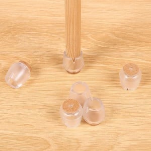 Set de 32 capace de protectie pentru picioare de scaun Ezprotekt, silicon/pasla, transparent/maro, 12-16 mm