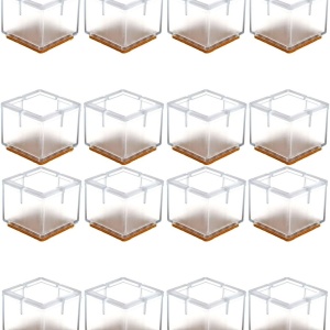 Set de 6 protectii pentru picioare mobilier Mogoko, silicon/pasla, transparent/maro, 34 x 34 x 30 mm