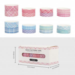 Set de 16 role de banda decorativa FYY, hartie washi, multicolor, 10 mm x 3 m / 15 mm x 3 m