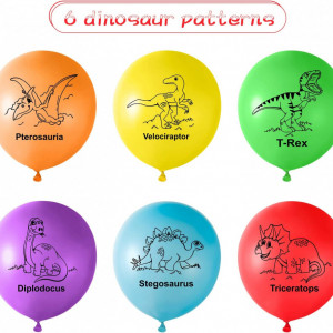 Set de 18 baloane pentru petrecere cu dinozauri TUPARKA, latex, multicolor, 30 cm - Img 7