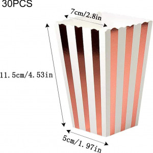 Set de 18 cutii pentru popcorn CHUANGOU, carton, alb/roz, 7 x 11.5 x 5 cm - Img 2