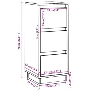 Set de 2 comode Eyad, lemn masiv, maro, 28 x 28 x 75 cm