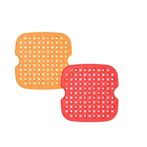 Set de 2 covorase pentru friteuza Tohilacle, silicon, rosu/portocaliu, 19 cm - Img 6