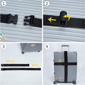 Set de 2 curele si 2 etichete pentru valiza Heatigo, plastic/poliester, negru/alb - Img 4