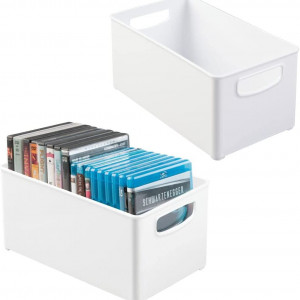 Set de 2 cutii de depozitare mDesign, plastic, alb, 25,4 x 15,2 x 12,7 cm - Img 6