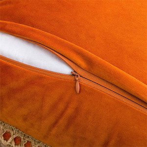 Set de 2 fete de perna HAUSEIN, catifea, portocaliu, 45 x 45 cm - Img 3