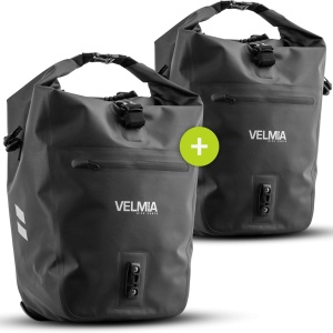 Cumpara Set de 2 genti impermeabile pentru bicicleta Velmia, poliuretan, negru, 26 L de la Chilipirul-zilei în rate, cu cardul sau plata la livrare!