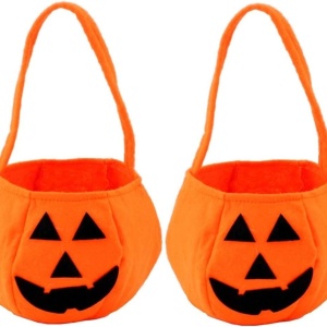 Set de 2 genti pentru Halloween Qasimof, textil, portocaliu/negru, 28 x 20 cm