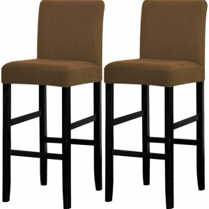 Set de 2 huse de protectie pentru scaune Lansheng, poliester/spandex, caramel, 40 x 42 x 35 cm - Img 1