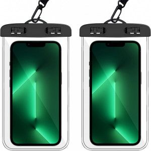 Set de 2 huse de protectie pentru telefoane Gimane PVC/policarbonat, transparent/negru, 6,9 inchi - Img 1