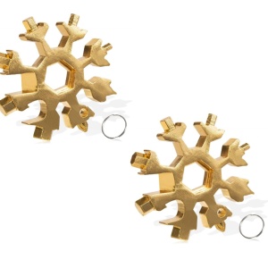 Set de 2 instrumente multifunctionale pentru bricolaj 18 in 1 MIMIVIVA, otel inoxidabil, auriu, 6 x 6 cm