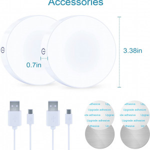 Set de 2 lumini de noapte reincarcabile Qeemmy, USB, 1000mAh, alb cald, crem, ABS, 8,6 cm - Img 3