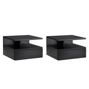 Set de 2 noptiere suspendate, PAL, negru, 35 x 32 x 22,5 cm
