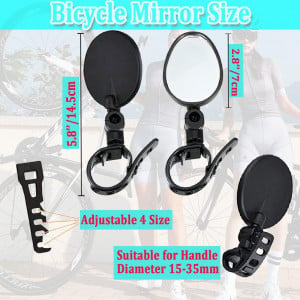 Set de 2 oglinzi pentru bicicleta Taeku, ABS/sticla, negru, 14,5 cm 