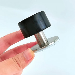 Set de 2 opritoare pentru usa SDHFSGN, otel inoxidabil/cauciuc, negru/argintiu, 4,5 x 4,5 cm / 6 cm - Img 5