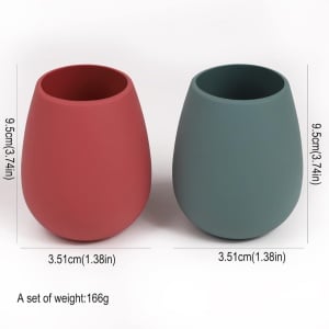 Set de 2 pahare pentru bebelusi Weeme, silicon, rosu/verde inchis, 3,51 x 9,5 cm, 200 ml