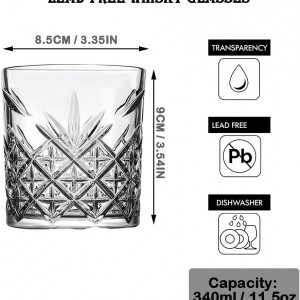 Set de 2 pahare pentru whisky SkySnow, sticla, transparent, 8,5 x 9 cm, 340 ml - Img 5