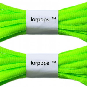 Set de 2 perechi de sireturi pentru incaltaminte Lorpops, verde, poliester, 100 cm