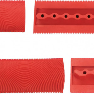 Set de 2 raclete pentru imprimare model lemn DragonX2, cauciuc, rosu, 15/ 7,2 cm 