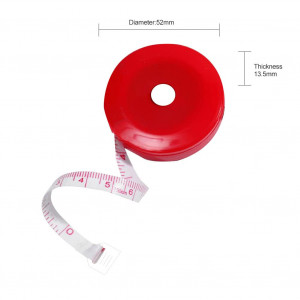Set de 2 rulete cu banda de masurare centimetri/inchi TUKNN, plastic, galben/rosu, 52 x 13,5 mm