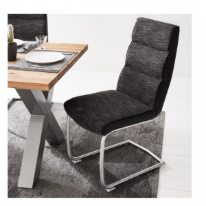 Set de 2 scaune Abenra otel/material textil, negru, 46 x 101 x 64 cm - Img 7