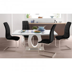 Set de 2 scaune Alexia, tapitate, negru/argintiu, 104 x 55 x 42,5 cm - Img 4