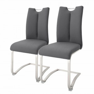 Set de 2 scaune Anamela I - gri - piele sintetica - Img 1