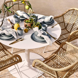 Set de 2 scaune Costa, maro deschis/ alb, 59 x 81 x 58 cm - Img 4