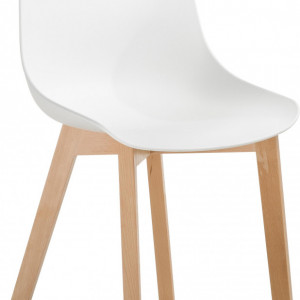 Set de 2 scaune Dave, lemn/sintetic, alb