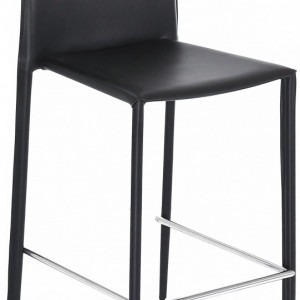 Set de 2 scaune de bar Boréalys din piele, negru - Img 4