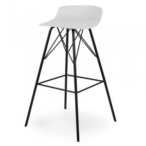 Set de 2 scaune de bar Gabija 71cm, alb/negru, plastic/metal - Img 4