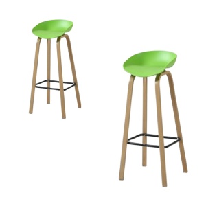 Set de 2 scaune de bar Karll, polipropilena/metal, verde/natur, 75 x 48 cm - Img 2