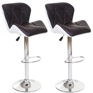 Set de 2 scaune de bar tapitate Stapleton, argintiu/alb/maro, 45 x 50 cm - Img 1