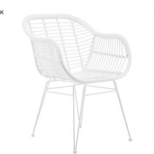 Set de 2 scaune de gradina Costa, poliratan/metal, alb, 58 x 59 x 81 cm