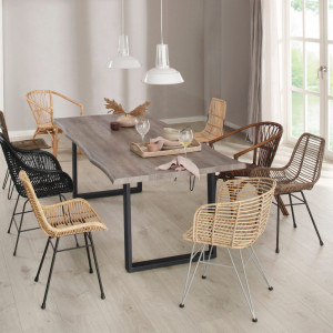 Set de 2 scaune Filli, ratan/metal, gri, 45 x 41 x 48 cm - Img 3