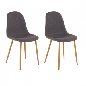 Set de 2 scaune Miller, tesatura/metal/decor stejar, antracit, 44x52x87 cm - Img 1