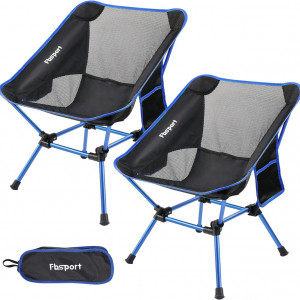 Set de 2 scaune pliabile pentru camping FBSPORT, nailon/aluminiul, albastru/negru/gri, 65 x 52 cm , maxim 150 kg - Img 1