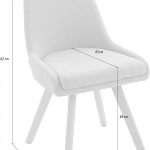 Set de 2 scaune Rudi, tesatura/lemn masiv de stejar, gri deschis/maro, 50 x 58 x 82 cm - Img 2
