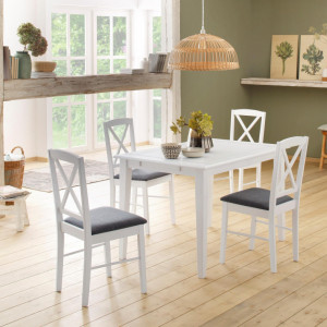 Set de 2 scaune Sonoma, MDF/lemn masiv de pin, alb, 44.5 x 47.5 x 89cm - Img 4