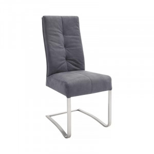 Set de 2 scaune tapitate Celine, poliester/metal, gri/argintiu, 102 x 45 x 63 cm