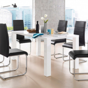 Set de 2 scaune tapitate Josy piele sintetica/metal, negru/argintiu, 42 x 44 x 103 cm - Img 5