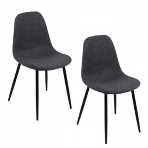 Set de 2 scaune tapitate Karla, metal/poliester, negru/gri inchis, 44 x 87 x 53 cm - Img 1