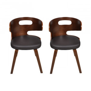 Set de 2 scaune tapitate, maro/negre, 68,5 x 49,5 x 52 cm - Img 3