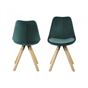 Set de 2 scaune tapitate Mirabella, natur/verde, 85 x 48,5 x 55 cm - Img 4
