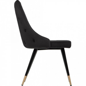 Set de 2 scaune tapitate Piccolo, catifea, negru, 52,07 x 62,48 x 88,39 cm - Img 3