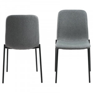 Set de 2 scaune tapitate Regionalda, gri deschis/negru, 86 x 45,5 x 55,5 cm - Img 6