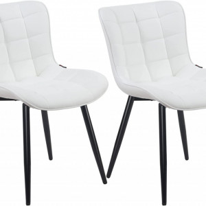 Set de 2 scaune Youtaste, metal/piele artificiala, alb/negru, 79 x 43 x 47 cm