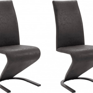 Set de 2 scaune Ziri, microfibra/ metal, negru, 45x61x101 cm - Img 2